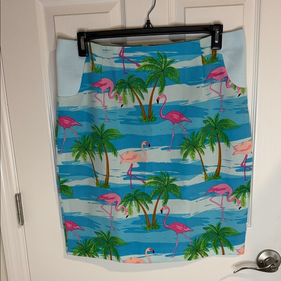 OppoSuits Dresses & Skirts - Opposuits Blue, Pink, Green Tropical Print Skirt with pink flamingos. Size 16
